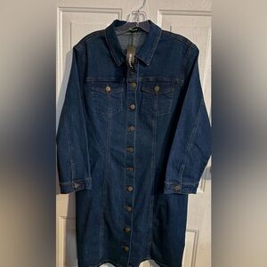 NWT Allegra K Dark Blue Denim Midi Dress XL